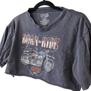 Bikercorp gray crop top womens size XS "born to ride" crop tee